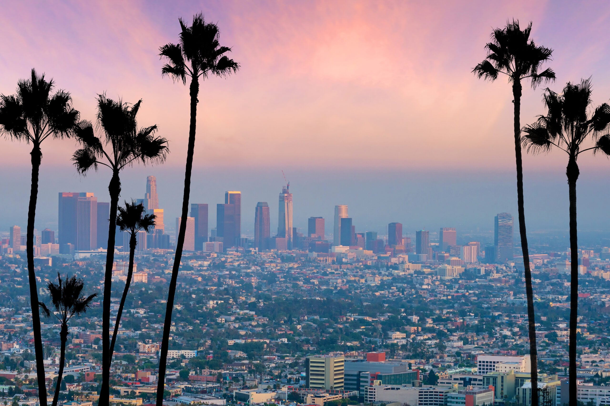 Los Angeles skyline at sunset