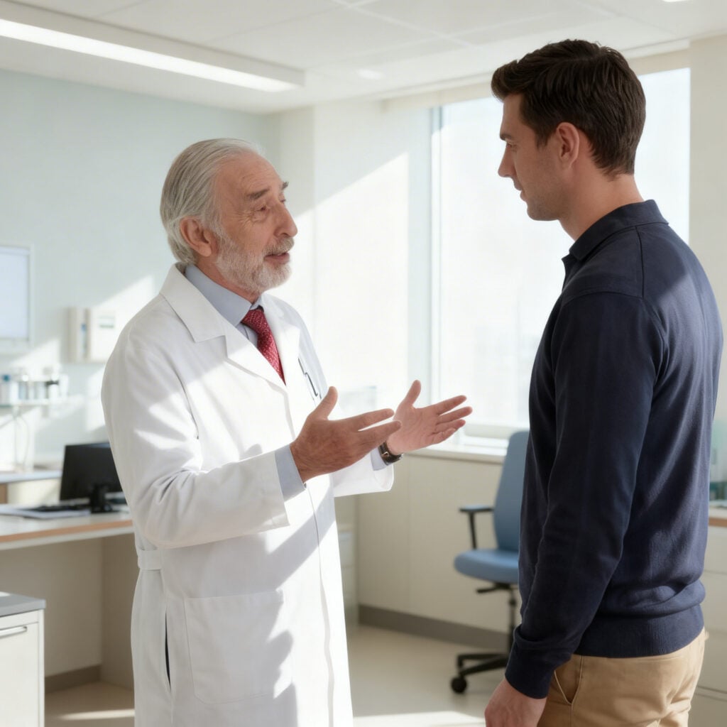 Dr. Mark Solomon welcoming a patient at a follow-up appointment
