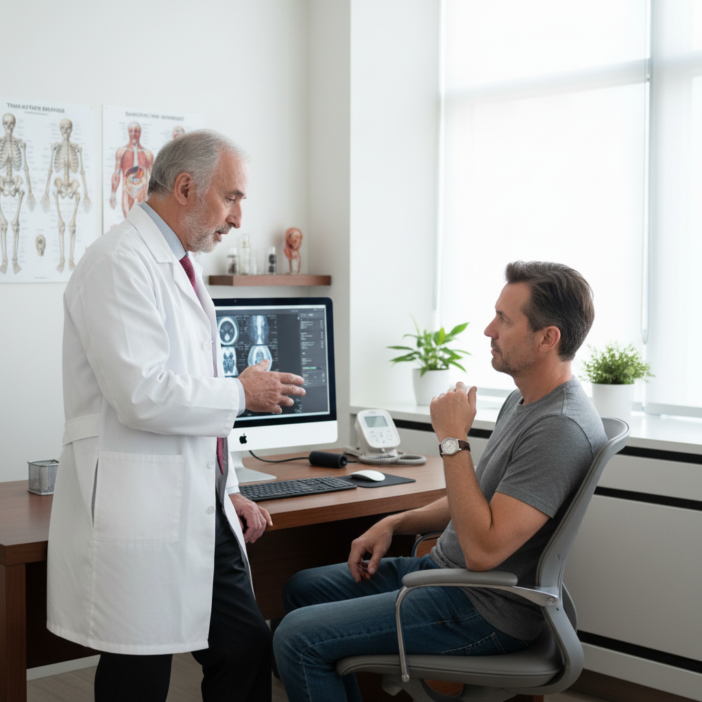 Dr. Mark Solomon consulting a patient about penile injection complication treatment